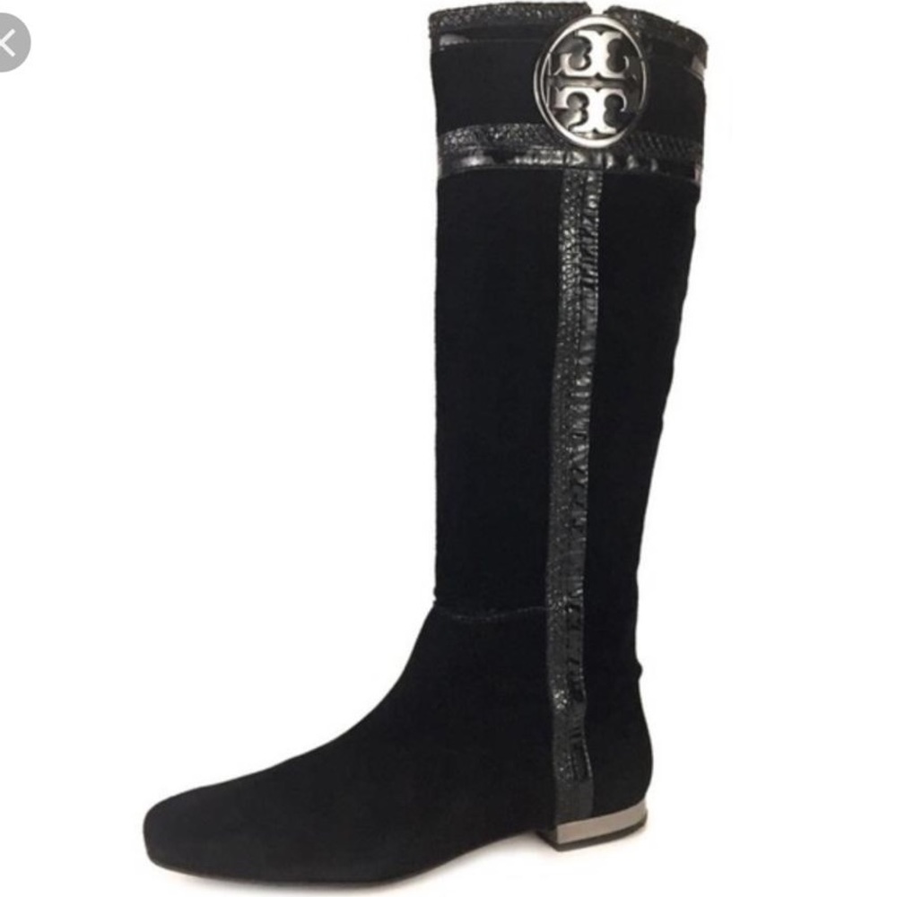 Tory Burch Knee Boots Suede Black Size 9